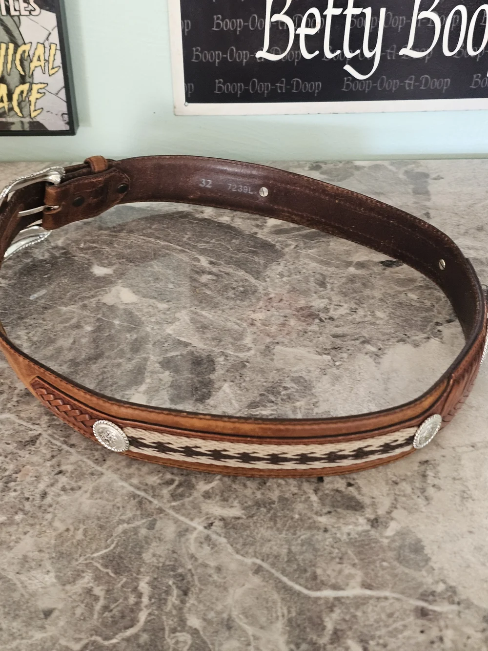 Vintage Brown Leather Western Belt Brown Leather Western Belt with Silver Buckle